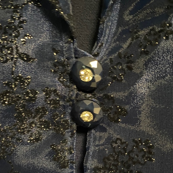 R&M Richards Navy Blue Spaghetti Strap Gown Elegant Sheer Sparkle Jacket NWT - Picture 3 of 8